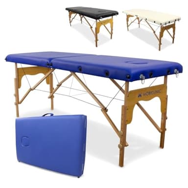 Mobiclinic®, Lettino per Fisioterapia, Massaggi, Estetica, CM-01 Basic, Marchio Europeo, Portatile, Pieghevole, Marcatura ce, Professionisti, Legno, 180x60 cm, Color blu