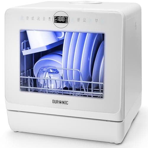 Duronic DW5 WE Lavastoviglie Libera Installazione 950W Lavastoviglie Piccola Mini Lavastoviglie per piccole cucine spazi ridotti Lavastoviglie da tavolo 7 programmi lavapiatti automatico
