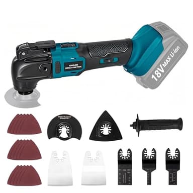 Yofuly Utensile Multifunzione a Batteria, Multiutensile Oscillante per Batteria MMAKI-TA 18V Li-Ion, Utensile Oscillante 6 Velocità Regolabili Motore Brushless (Batterie Non Incluse)