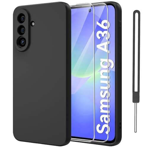 Qasyfanc Cover Protezione Fotocamera per Samsung Galaxy A36 5G con 2 Pezzi Vetro Temperato, Custodia Samsung Galaxy A36 Silicone Morbida, Antiurto, Sottile, Nero