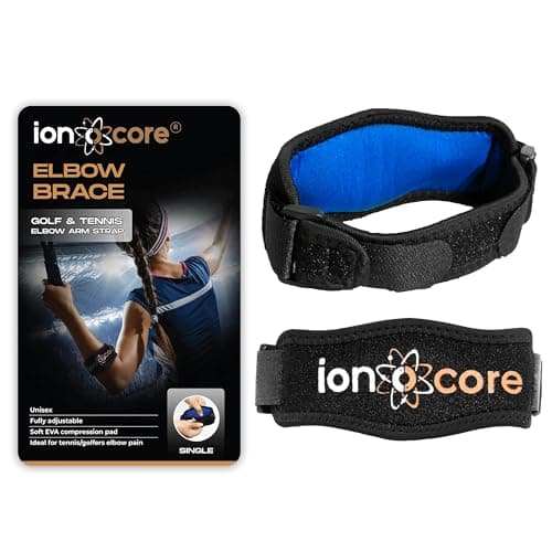 ionocore - Tutore epicondilite gomito - Tutore Gomito Epicondilite leggero e regolabile - Gomitiera per epicondilite con cuscinetto di compressione in EVA - Unisex, Taglia unica, BLU