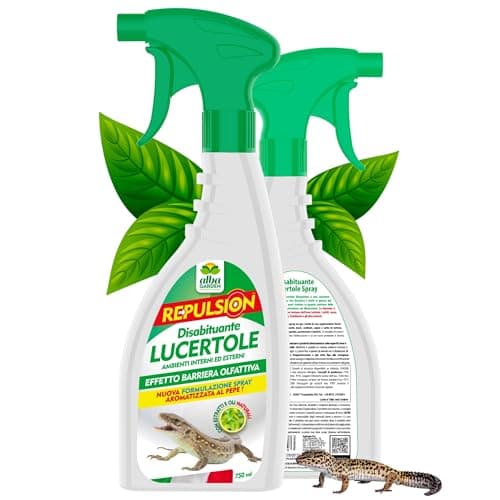 Albagarden - Repellente Lucertole e Gechi - Barriera Naturale Disabituante Aromatizzata al Pepe - Dissuasore per Allontanare Rettili Effetto Scaccia Animali Senza Veleno - Spray x 750 ml
