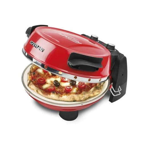 G3 Ferrari G10032 Pizzeria Snack Napoletana, Forno Pizza Plus Evo, Doppia Pietra Refrattaria (Diametro 31 Cm), 1200 W, Timer 5', Ricettario Incluso, Rosso
