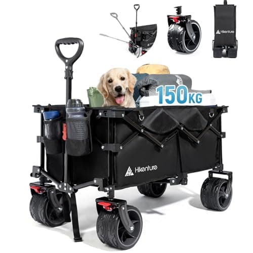 HIKENTURE - Carrellino pieghevole da 135 l, carrello pieghevole per spiaggia, campeggio, shopping, trasportabile a mano