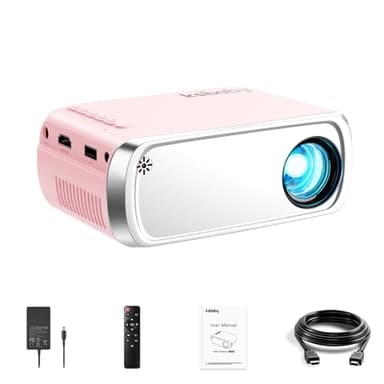 Proiettore portatile, ksbaby proiettore per esterni, mini proiettore video estetico a LED per film portatili all'aperto compatibile con HDMI, USB, laptop, TV Stick, telefono iOS e Android