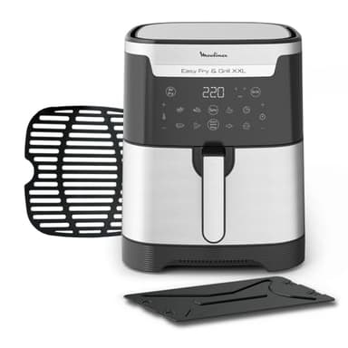 Moulinex EZ801D15 Easy Fry & Grill Friggitrice ad Aria e Griglia 2-in-1, Capacità XXL, Divisore per Duplice Cottura, Rosolatura Impeccabile, Risultati Croccanti, Cottura Sana, 8 Programmi, 6.5 L