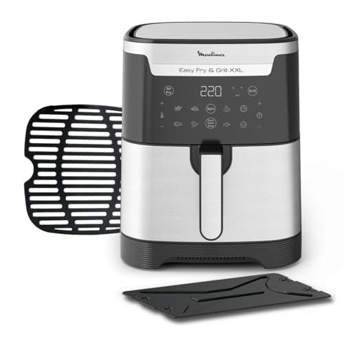 Moulinex EZ801D15 Easy Fry & Grill Friggitrice ad Aria e Griglia 2-in-1, Capacità XXL, Divisore per Duplice Cottura, Rosolatura Impeccabile, Risultati Croccanti, Cottura Sana, 8 Programmi, 6.5 L