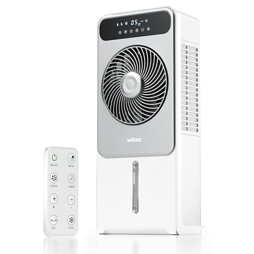 Wiltec Raffrescatore portatile – Air Cooler con raffreddamento ad acqua – 5l, 28W – con telecomando