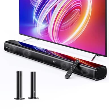 Soundbar 2 in 1 Soundbar per TV MEVOSTO 2.2 Canale separabile 80W Doppi woofer integrati con ARC/Ottico/AUX/BT 5.0 Bassi/Alti Sistema home theater surround regolabile montabile a parete-80cm