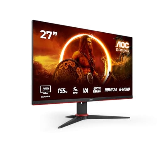 AOC Gaming Q27G2E/BK - Monitor da 27 Pollici QHD Monitor, 155 Hz, 1 ms MPRT, FreeSync Premium (2560 x 1440, HDMI, DisplayPort) Nero/Rosso