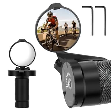 2 Pezzi Specchietto Retrovisore Bicicletta, Specchietti Bici HD Alta Definizione 360° Ruotabile, Specchio per Bicicletta per Manubri 16-22 mm, per Bici Pieghevoli, Bici da Corsa, Mountain Bike