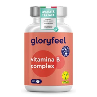 Vitamina B Complex ad Alto Dosaggio, 6+ Mesi di Scorta, 200 Compresse, Tutte le Vitamine B con Qualità Testata, Vitamine B1, B2, B3, B5, B6, B7, B9 e B12, con Biotina, Acido Folico e Vitamina B12