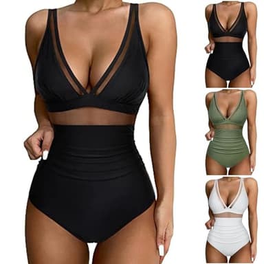 Costume Intero Piscina Donna Costume da Bagno Donna Intero Trikini Costume da Mare Spiaggia Piscina Sexy Costume da Bagno Intero Donna Costumi Interi Elegante Vita Alta Contenitivo