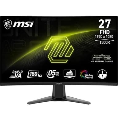 MSI MAG 27C6F Monitor Gaming Curvo 27" - FHD (1920 x 1080), 180Hz/0,5 ms, pannello VA 1500R - Adaptive-Sync, connettività DisplayPort 1.2a, HDMI