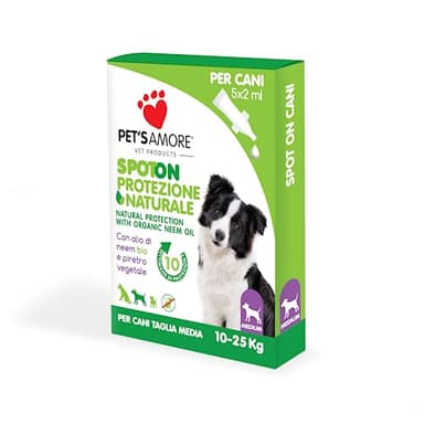 Pet's Amore - Protezione Naturale spot On per Cane Medio, 5 Pipette