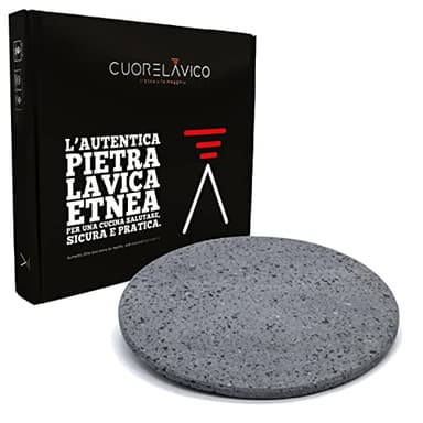CUORE LAVICO - PIASTRA REFRATTARIA IN PIETRA LAVICA ETNEA TONDA PER PIZZA DIAMETRO 33 CM - SP. 1 CM COMPATIBILE CON FORNO ILLILLO - MADE IN ITALY
