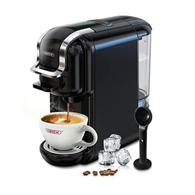 HIBREW Macchina da caffè H2B, macchina da caffè multi-capsula 5 in 1, macchina caffè espresso, compatibile con cialde DG/Nes/K-cup/ESE/caffè macinato, arresto automatico, espresso perfetto, nero