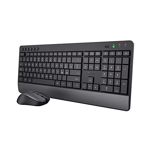 Trust Trezo Tastiera e Mouse Wireless, Layout Italiano QWERTY, Design Sostenibile, Combo Silenzioso e Ergonomico, Durata Batteria 48 Mesi, 2.4 GHz, Ricevitore USB, Resistenza ai Liquidi, PC, Laptop