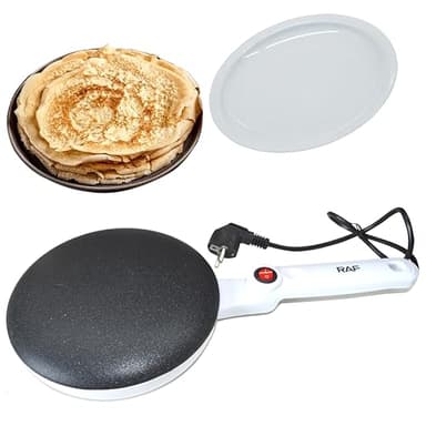 Crepiere Elettriche,Crepiera Antiaderente,600 Watt/ 220v,Termostato Regolabile,Antiaderente,Senza Fili con Maniglia Antiscottatura,per Crêpes Sottilissime,Rivestimento Antiaderente in Teflon (Bianco)