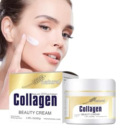Crema al Collagene, Crema Viso Antirughe Idratante,Crema Idratante Professionale per una pelle più soda e tonificata,giorno e notte uomo e donna,80ml