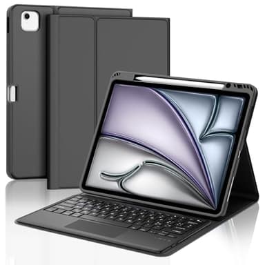IVEOPPE Tastiera iPad Air 13 (M2 2024/M3 2025) con Touchpad, Cover Tastiera Trackpad Italiano QWERTY Magnetico Staccabile Bluetooth con Portapenna per iPad Air 13 2024/2025, Nero
