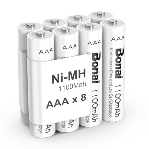 BONAI Batterie Ricaricabili AAA Alta Capacità, Pile Ministilo Rechargeable 1100mAh 1,2V Ni-MH 1200 cicli (confezione da 8)