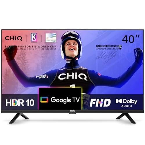 CHiQ L40H7G TV da 40 pollici, Smart TV, Full HD 1080P, Design senza cornice, Google TV, Controllo vocale remoto, Chromecast integrato, HDR10 e HLG, Dolby Audio, Modalità film, WiFi, HDMI ARC, CI+