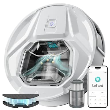 LEFANT Robot aspirapolvere M320, 6.000Pa, aspirapolvere robot con navigazione di precisione, contenitore per polvere da 800 ml, 210 minuti, Wi-Fi/app, ideale per peli di animali, tappeti