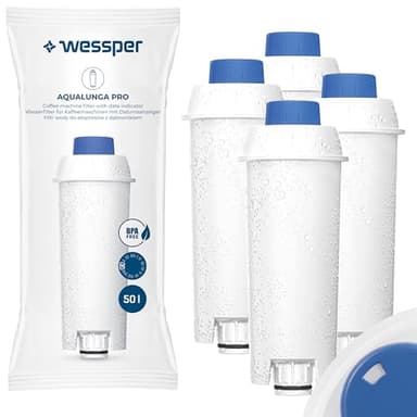 Wessper Filtro Acqua Macchina da Caffè, Ricambio Filtro per Macchina da Caffè DeLonghi DLSC002, SER3017, ECAN, ESCAM, ETAM, SECAM, Serie S, Cartuccia Filtro Acqua Data - 4 Pezzi