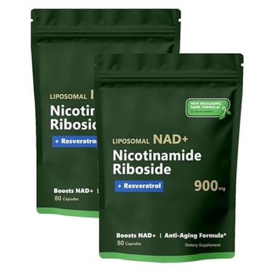 NAD Nicotinamide Riboside Resveratrolo 900 Mg, Integratore NAD+ Con Nicotinamide Riboside-NAD+ Nicotinamide Riboside Liposomiale, Resveratrolo, Quercetina-Integratore Nad Ad Alta Purezza (2 pz)