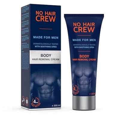 NO HAIR CREW Crema Depilatoria Corpo Di Prima Qualità – Per Uomo, Bianco, 200 Millilitro