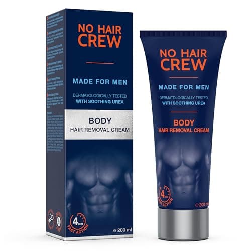 NO HAIR CREW Crema Depilatoria Corpo Di Prima Qualità – Per Uomo, Bianco, 200 Millilitro