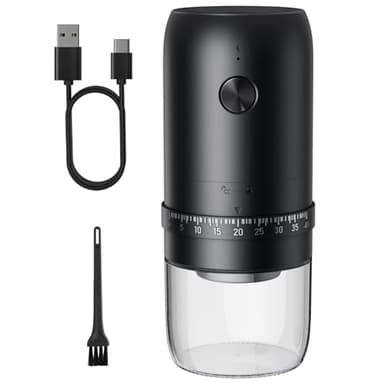 Macinacaffè portatile alimentato a batteria, con 40 impostazioni regolabili e capacità di 35 g, 1800 mAh, ricaricabile, macina caffè con macina conica in ceramica, per viaggi, campeggio, ufficio,