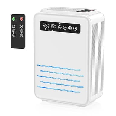 Deumidificatore aggiornato (telecomando) per camera da letto, serbatoio dell'acqua da 2,8 l, 75 m², piccolo deumidificatore silenzioso per cantina, casa, bagno, con spegnimento automatico, luce LED 7