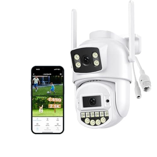 Reobiux Telecamera Wi-Fi Esterno,2.5K Doppio Obiettivo,2.4/5Ghz Videocamera Sorveglianza Esterno,Ethernet rj45,Telecamera WiFi Cablata,Visione Notturna, Audio Bidirezionale, Rilevamento Persone, IP66