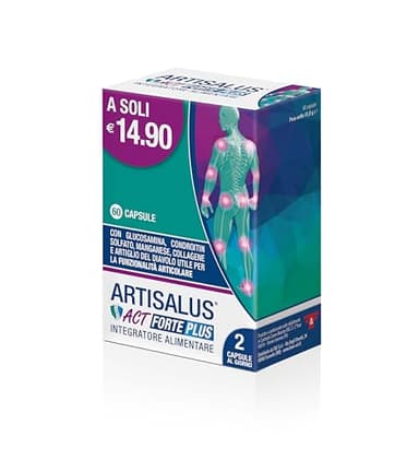 Artisalus Act Forte Plus, Integratore Alimentare per il Mantenimento della Funzionalità Articolare, a base di Glucosammina, Condroitin Solfato, Manganese e Collagene - Confezione da 60 Capsule