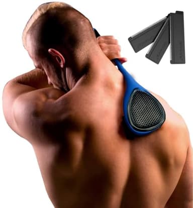 BakBlade 2.0 Elite - Rasoio Schiena Uomo - Depilatore per i Peli della Schiena e del Corpo - Body Groomer Uomo Facile Da Usare - Per Rasatura Da Bagnato O Da Asciutto - 3 Lame Extra Incluse