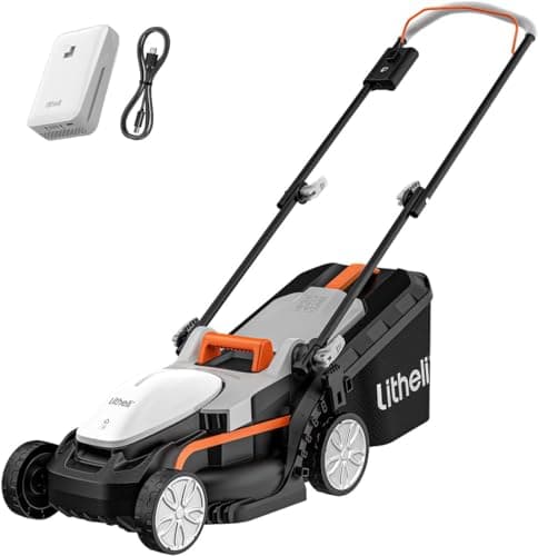 Litheli Tagliaerba Tosaerba a Batteria 33cm, 1x 20V Batteria 4.0Ah, Altezza Regolabile 25-65mm, Sacco 30L, per Prati Fino a 200m²