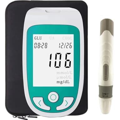 Mavdecll Kit per analisi del sangue domestico, monitor multifunzione 3 in 1 per glucosio nel sangue, acido urico, colesterolo