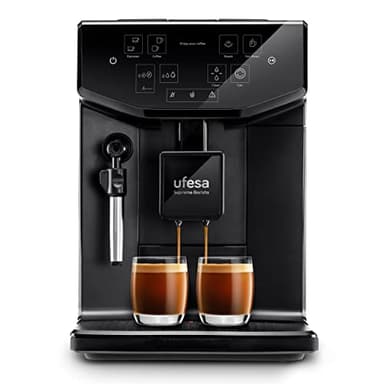 Ufesa Supreme Barista, Macchina da Caffè in Chicchi o Macinato, Superautomatica, Macinacaffe Incorporato, Schermo Tattile Touchscreen, Potenza 1550 W, Deposito Chicchi 300 g