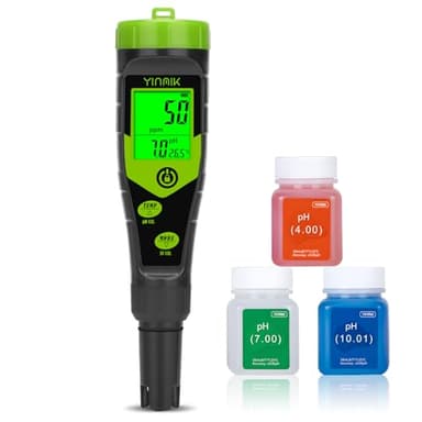 Misuratore di pH YINMIK, tester pH per piscina 4 in 1, misuratore di conduttività, tester PPM, misurazione simultanea di pH, EC, temperatura e TDS per acqua, acquario, produzione di birra, idroponica