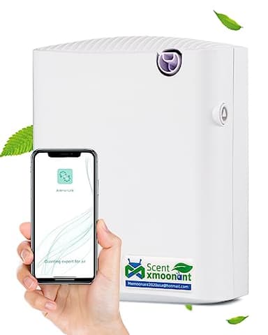 Mxmoonant Diffusore di Oli Essenziali senza Acqua con Nebbia Fredda, Copertura 60-100㎡, Bottiglia di Olio da 300ml, da Parete, App Control&Timer, per Grandi Ambienti, Negozio, Hotel