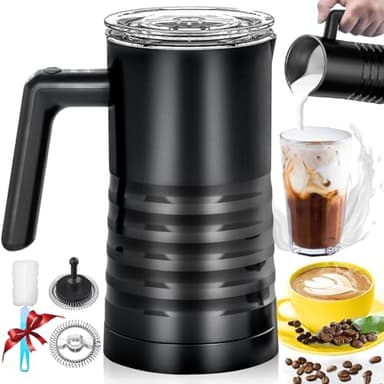 YESLUSY Montalatte Elettrico, 4 in 1 Montalatte Automatico Cappuccino, 580ML Montalatte in Acciaio per Schiuma di Latte Calda e Fredda, Cioccolata Calda, Cappuccino, Facile da Pulire (Nero)
