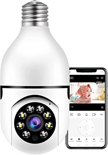 Telecamera di sicurezza della lampadina, E27 WiFi a colori notturna a 360 gradi Pan/Tilt Telecamera IP panoramica, 2,4 GHz 1080 P Smart Home Sorveglianza Bambini Cam Allarme Due Vie YOOSEE