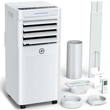 Condizionamento Portatile 9000 BTU con Deumidificatore 4 in 1, Ventilatore di Raffreddamento a 2 Velocità, Display Digitale e Telecomando, Kit Finestra, Timer 24 Ore Per Stanze Fino a 25 m²/78m³