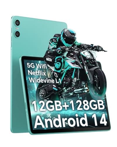 【Android 14 Tablet 10,1 Pollici】ODEA A10 Tablet PC, 12GB RAM+128GB ROM(1TB TF), Unisoc T606 Octa-Core A75 CPU, 2.4G/5G WiFi, BT5.0/6000mAh/Dual AI Camera/Type-C/3.5mm Jack/Face ID/Widevine L1 Netflix