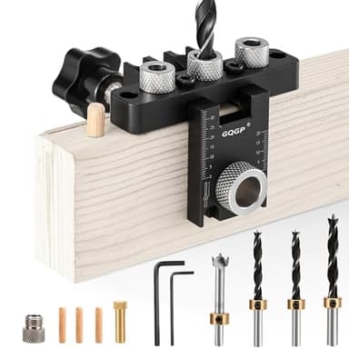 3 in 1 Dima per Tasselli Legno, Set Maschere Per Fori Tascabili con 8/10 / 15mm Drill Bit Per Spinatura Legno Guida di Foratura per Angolo Posizionatore Localizzatore