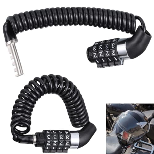 Hejo 2 Pezzi Lucchetto Bici Casco Moto, 4 Cifre Portatile Antifurto Casco Moto, Lucchetto Casco, Catena Casco Moto per Casco da bici, Casco da Moto, Scooter (Nero, 150cmx4.6mm)