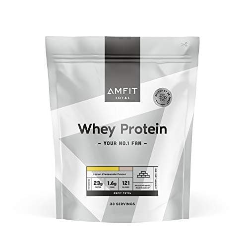 Marchio Amazon - Amfit Nutrition Proteine del Siero del Latte, Gusto Cheesecake al Limone, 33 porzioni, 1 kg (Confezione da 1)