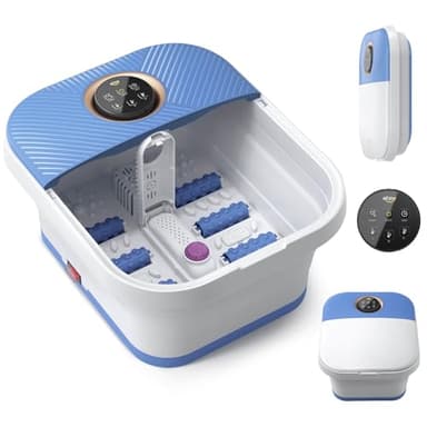 ALLJOY Massaggiatore pieghevole per piedi spa con calore, bolla, telecomando shiatsu vasca massaggiante per piedi per alleviare il dolore ai piedi, con punti di massaggio per digitopressione e